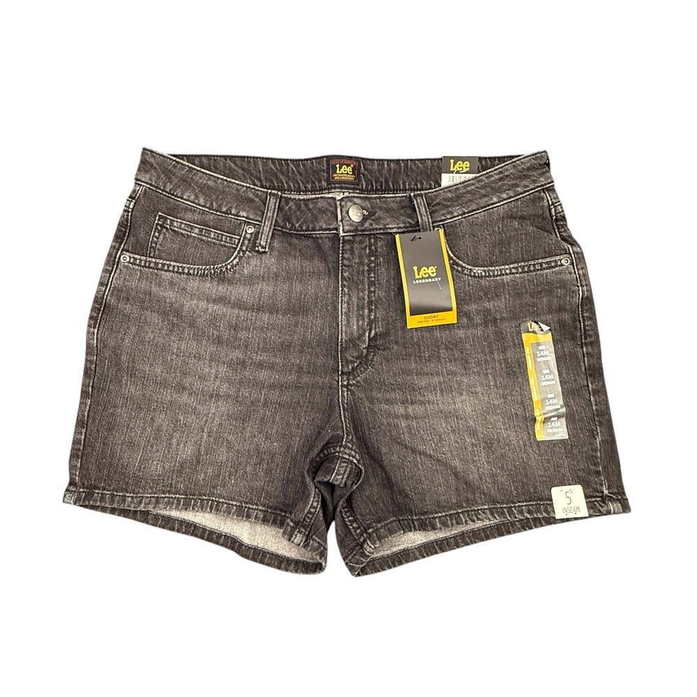 Lee Denim Shorts Women's Size 14 Mid Rise Dark Wash Black Gray NWT